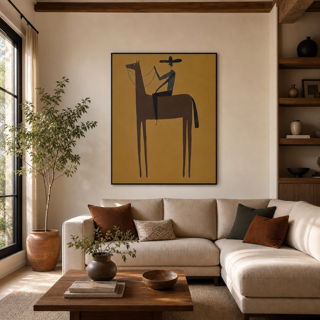 Minimalist Cowboy Horse Painting