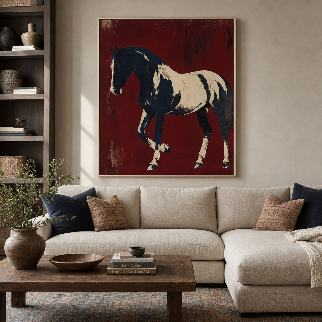 Black and White Horse Portrait Painting