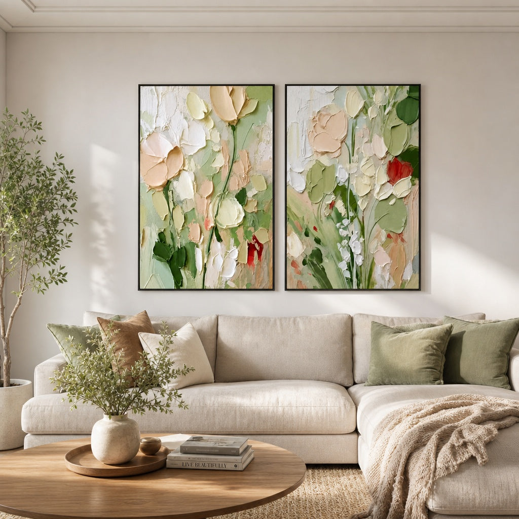 Pastel Garden Diptych