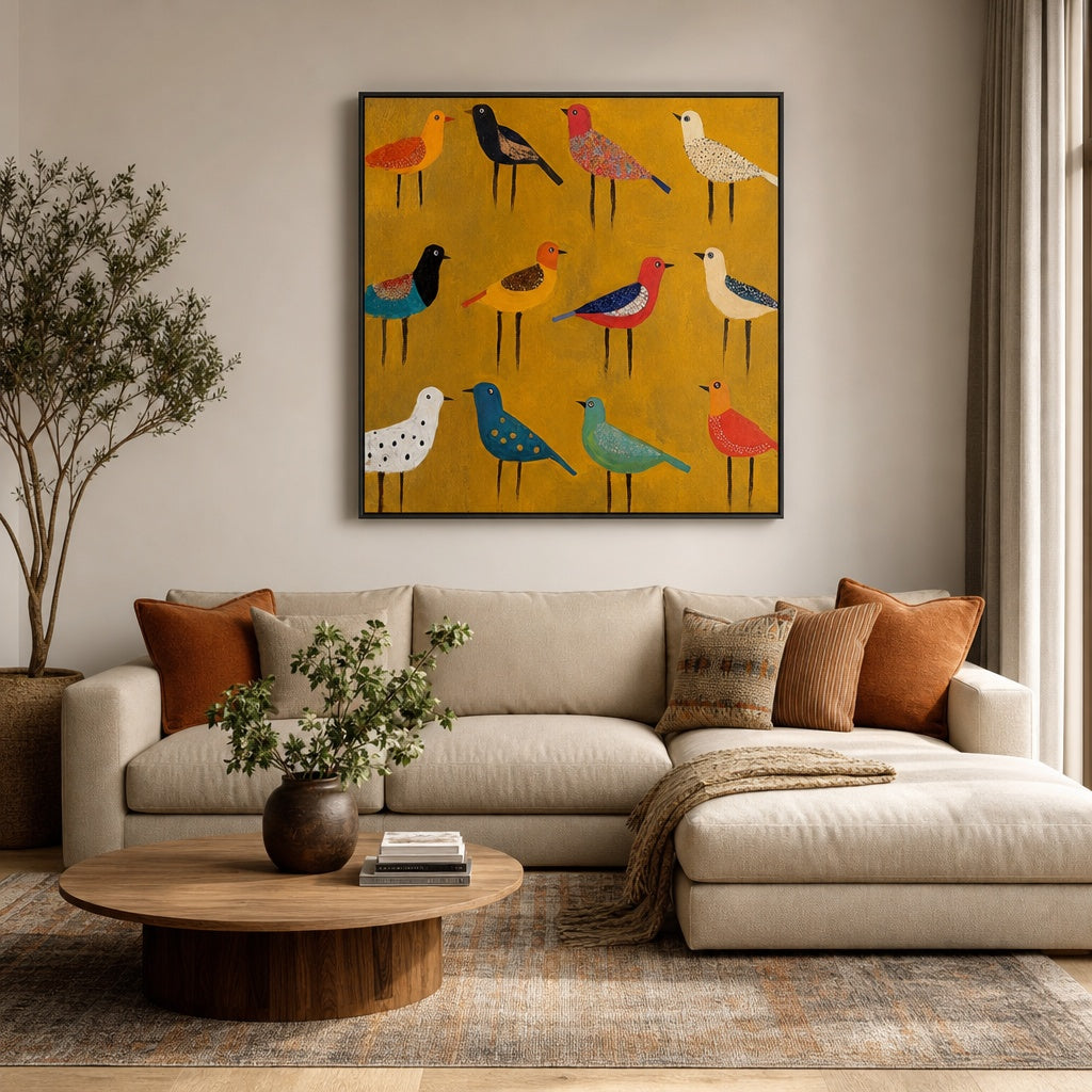 Colorful Bird Garden Painting