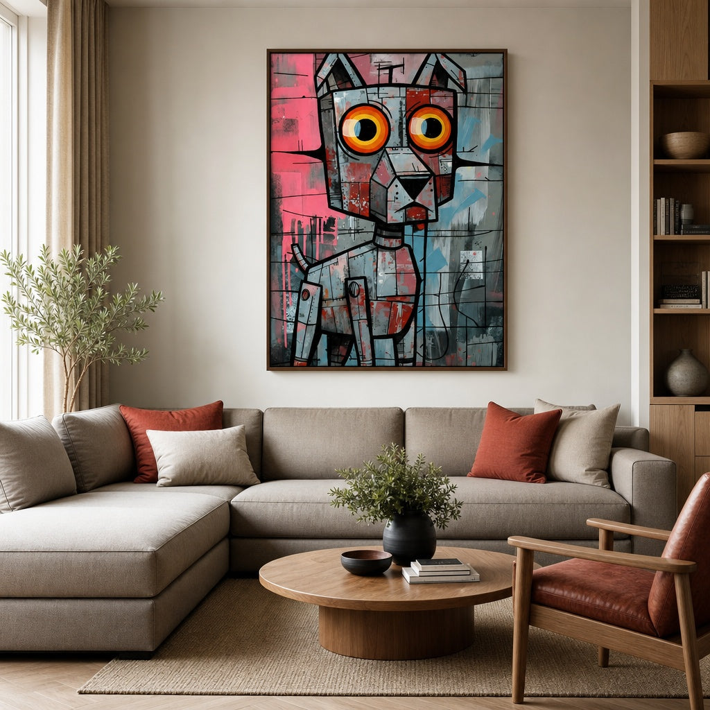 Abstract Robot Cat Portrait