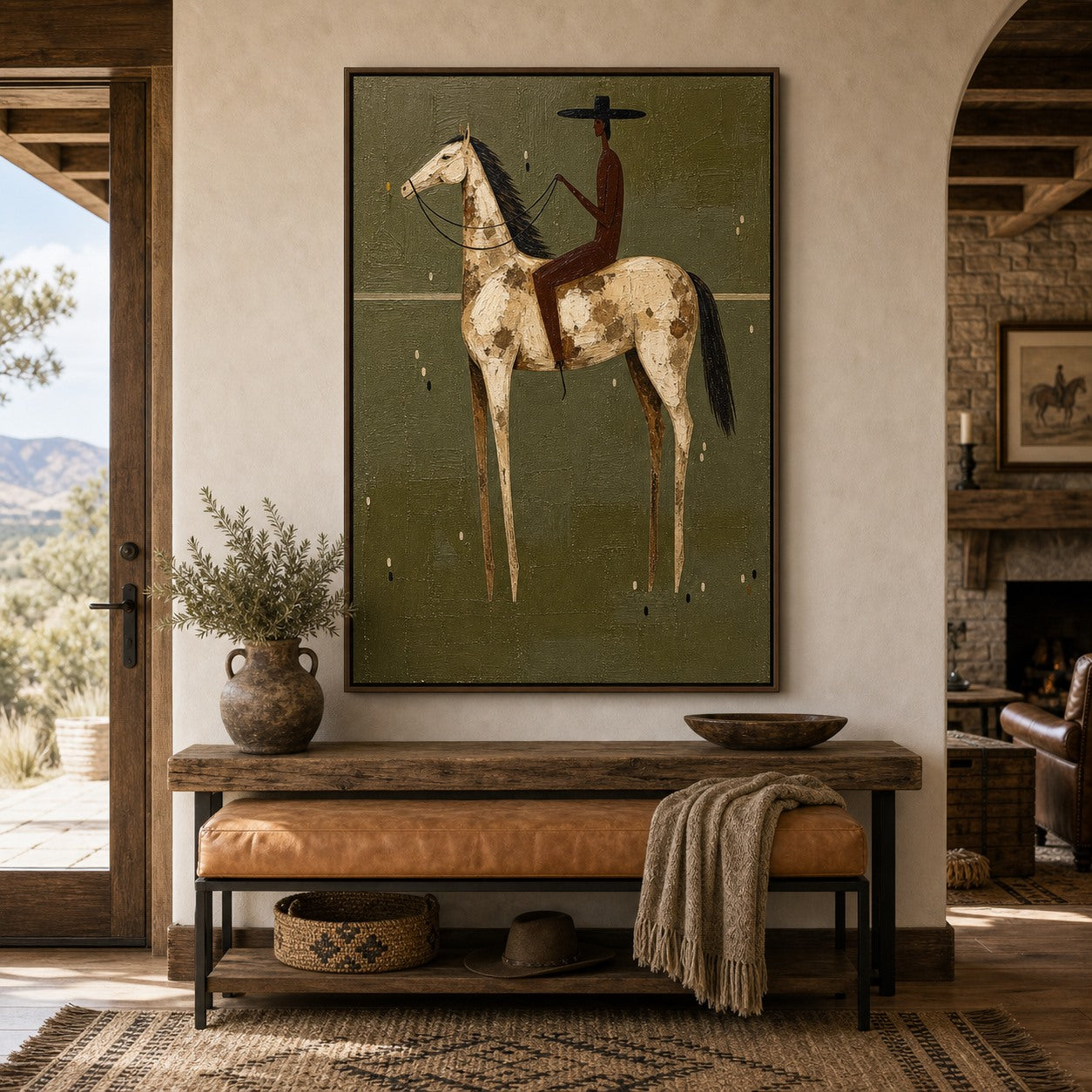 Sage Rider - Hand-Painted Western Horse Wall Art