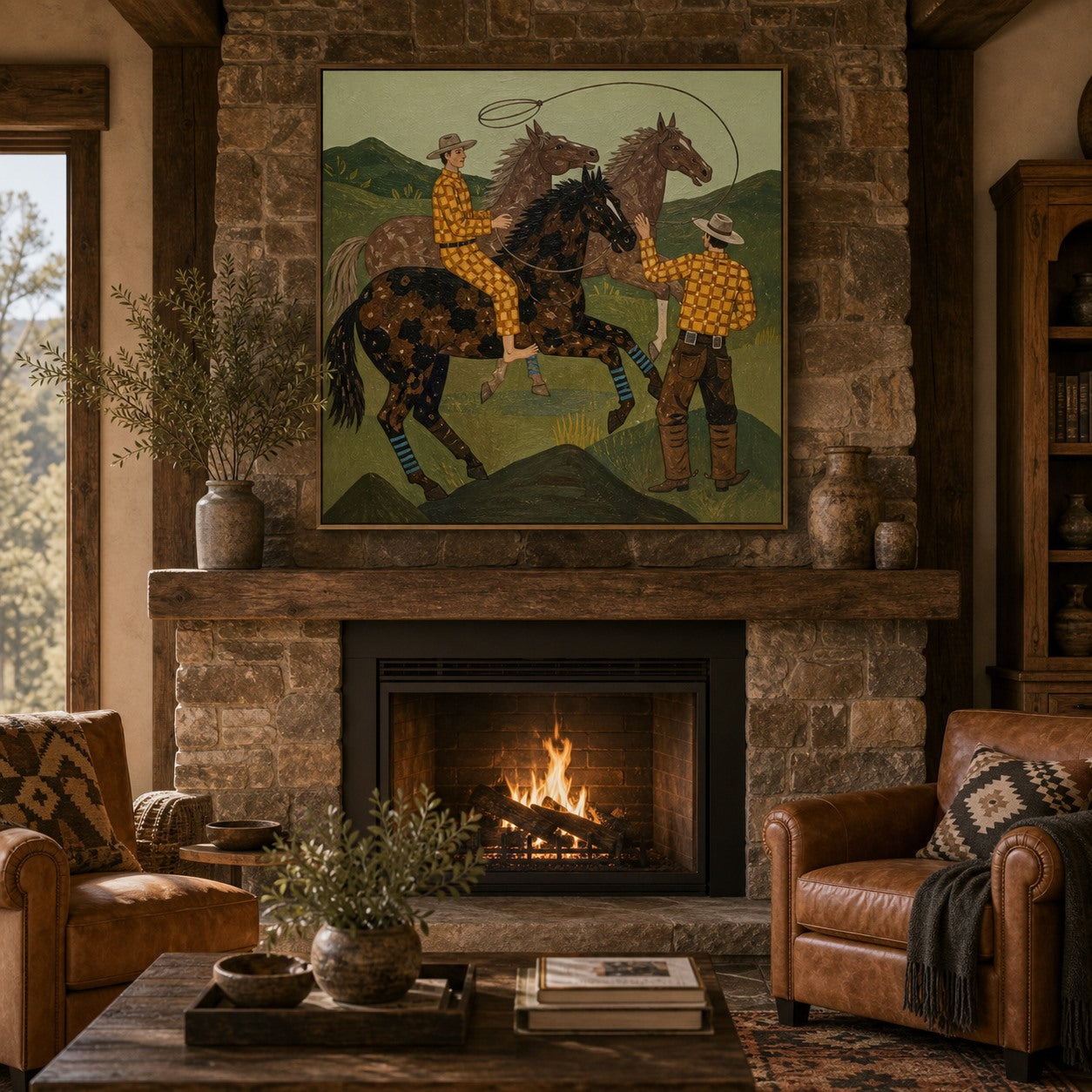 Ranch Roundup - Hand-Painted Western Horse Wall Art