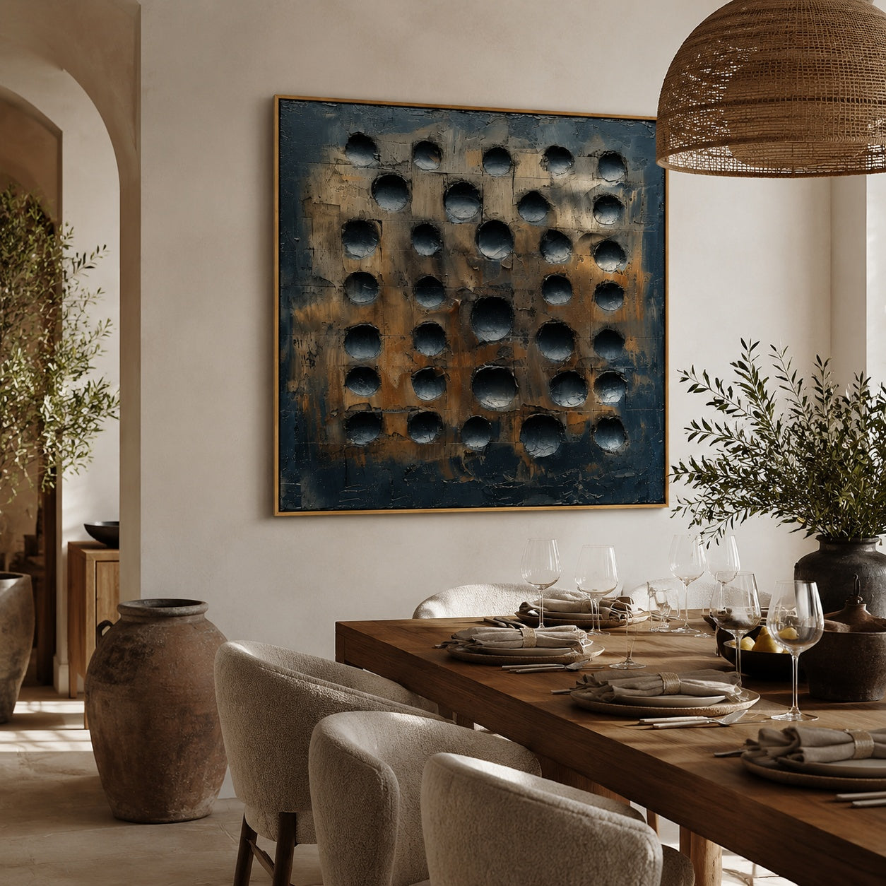 Industrial Stone Matrix – Blue Gray Textured Abstract Painting