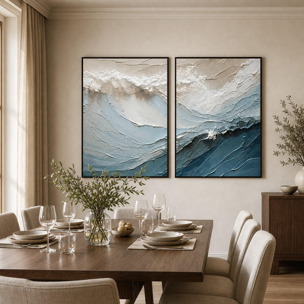 Coastal Wave Relief Diptych