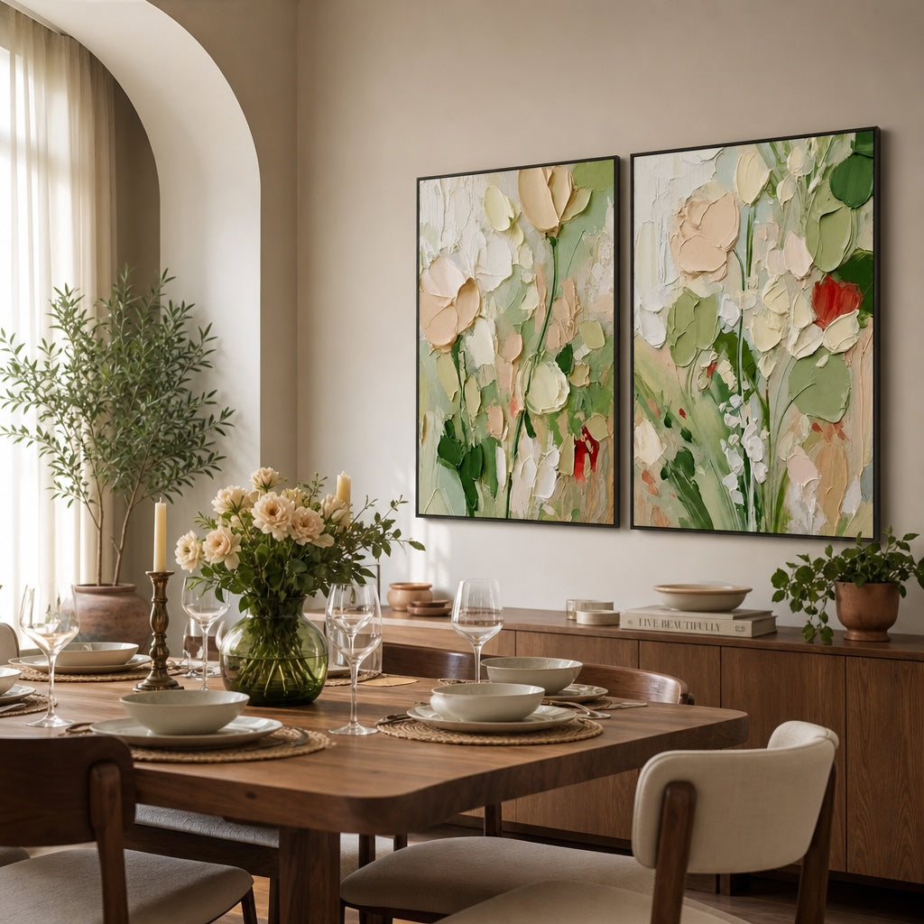 Pastel Garden Diptych