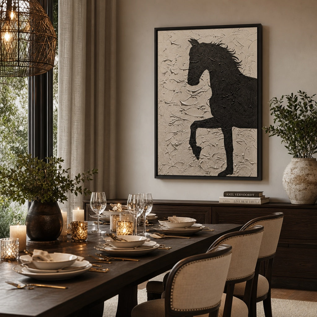 Black Horse Relief Texture Painting