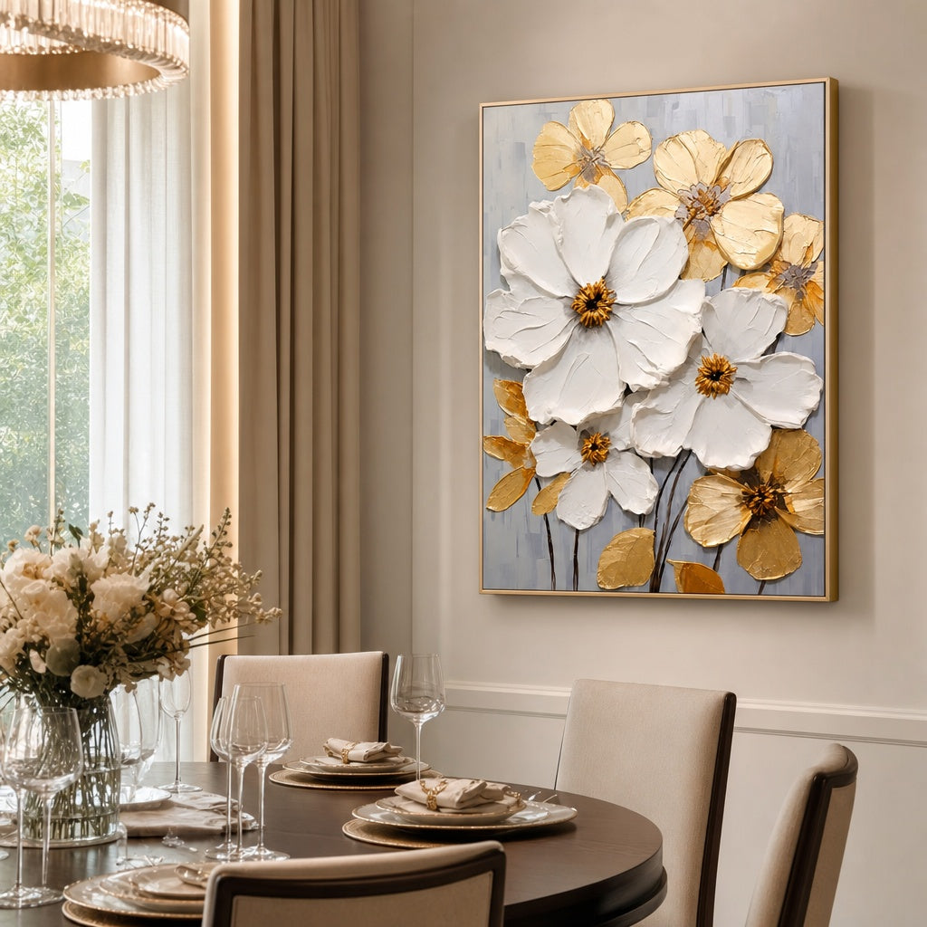 White Gold Floral Elegance