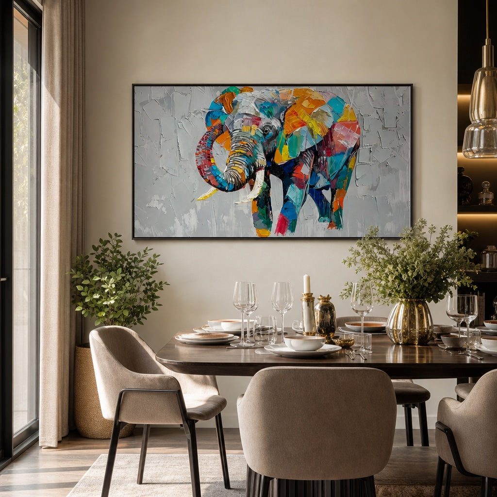 Colorful Elephant Textured Animal Painting