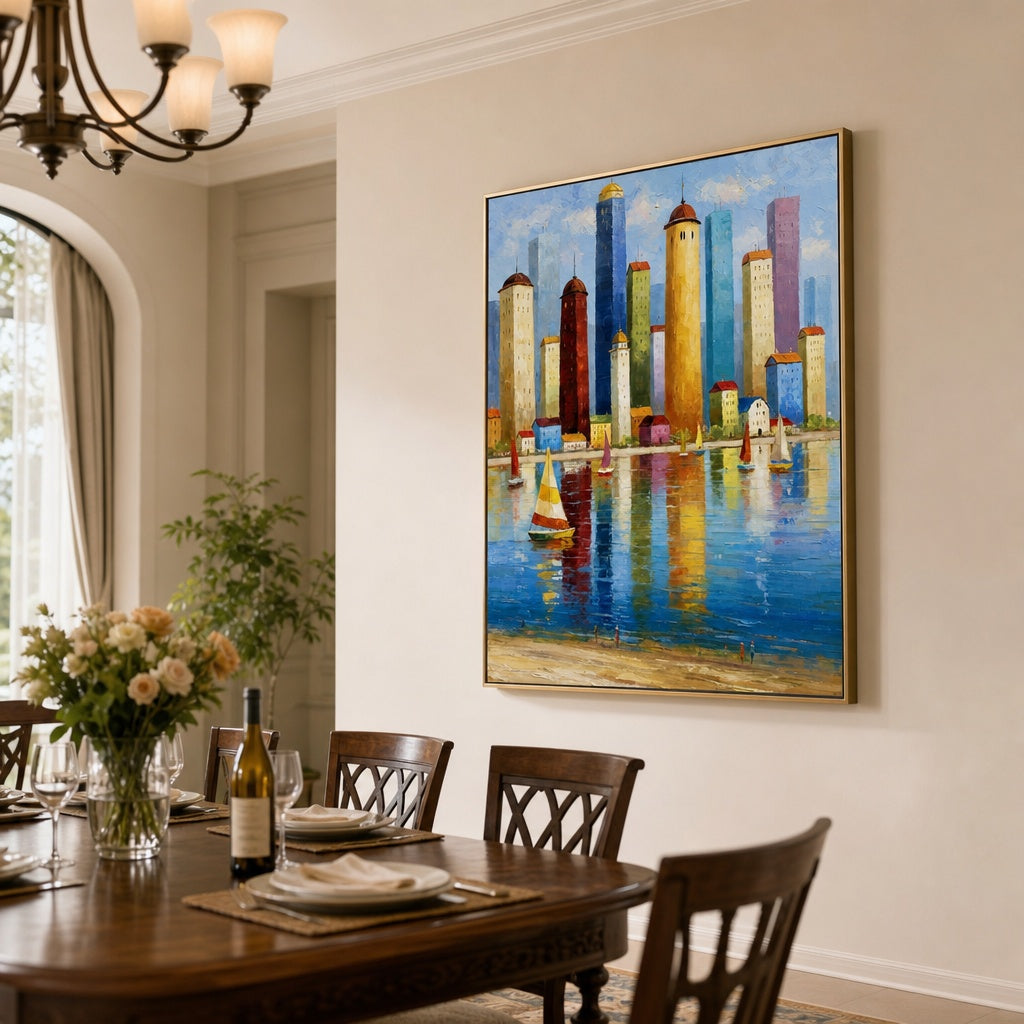 Colorful Waterfront Cityscape