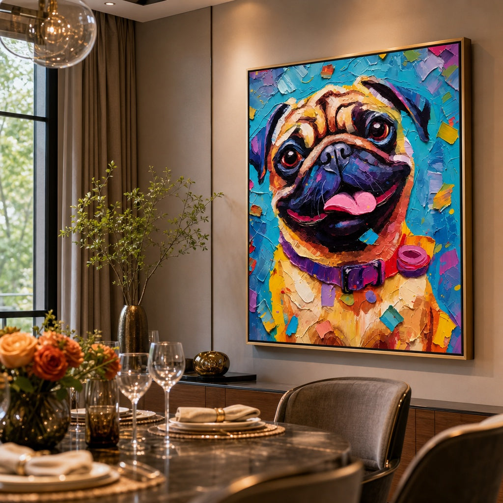 Colorful Pug Dog Pop Art Painting