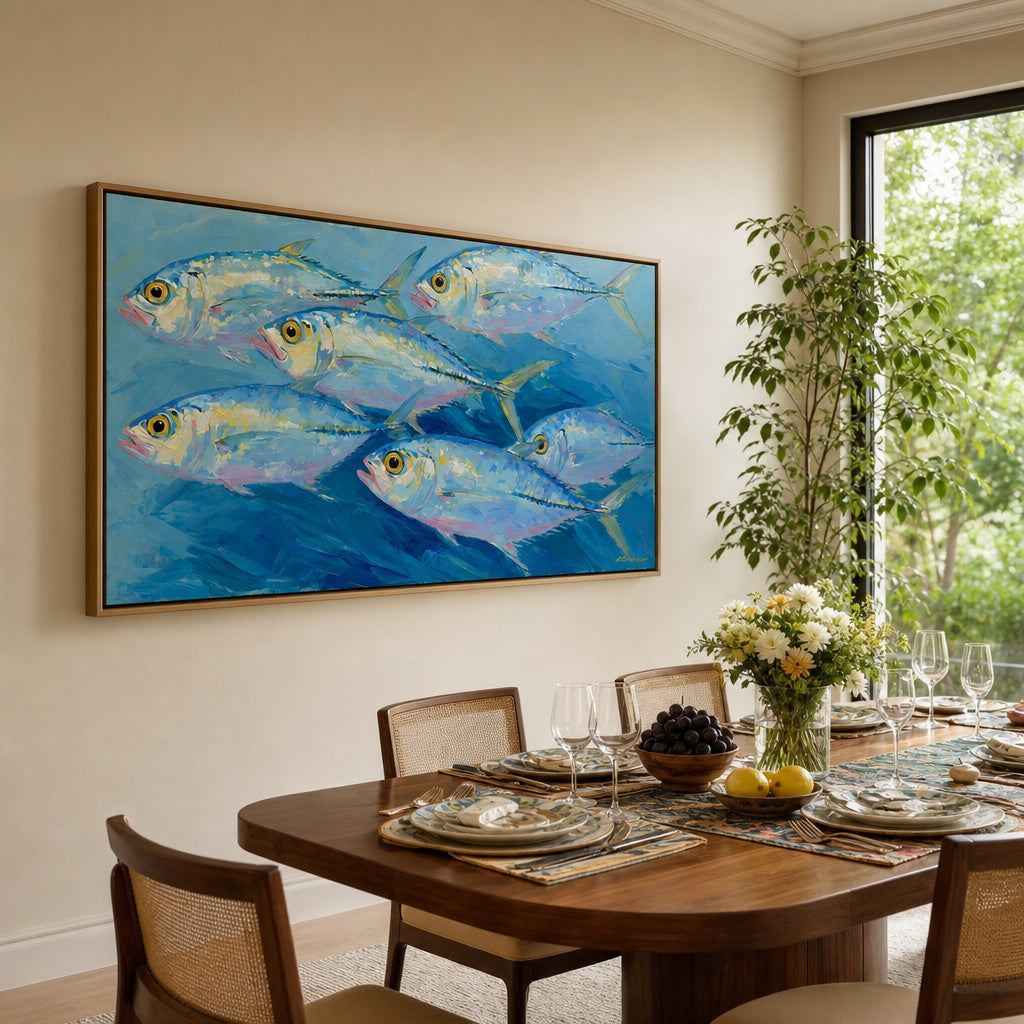 Blue Ocean Fish Coastal Painting
