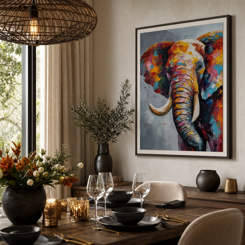 Colorful Elephant Abstract Animal Painting