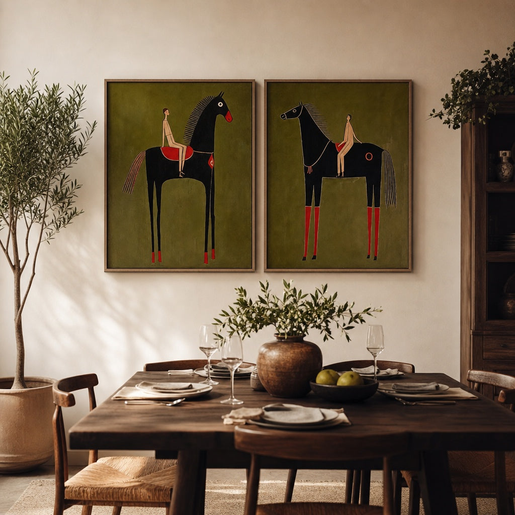 Olive Equestrian Pair