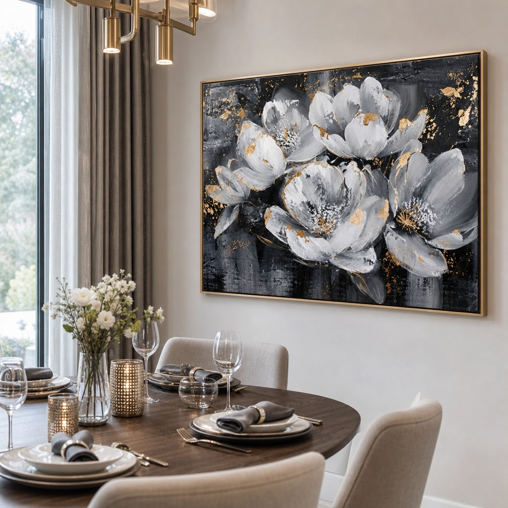 Gilded Charcoal Blossoms