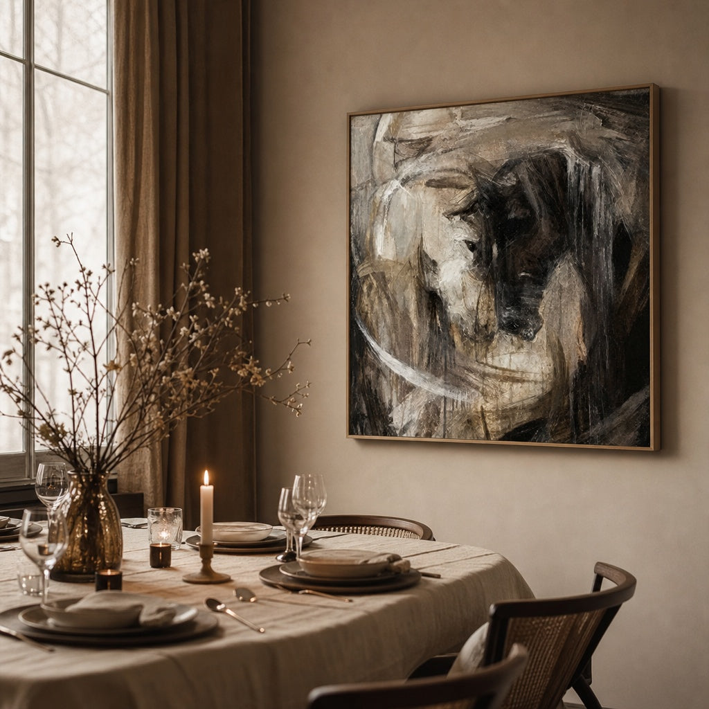 Abstract Horse Couple Portrait Painting