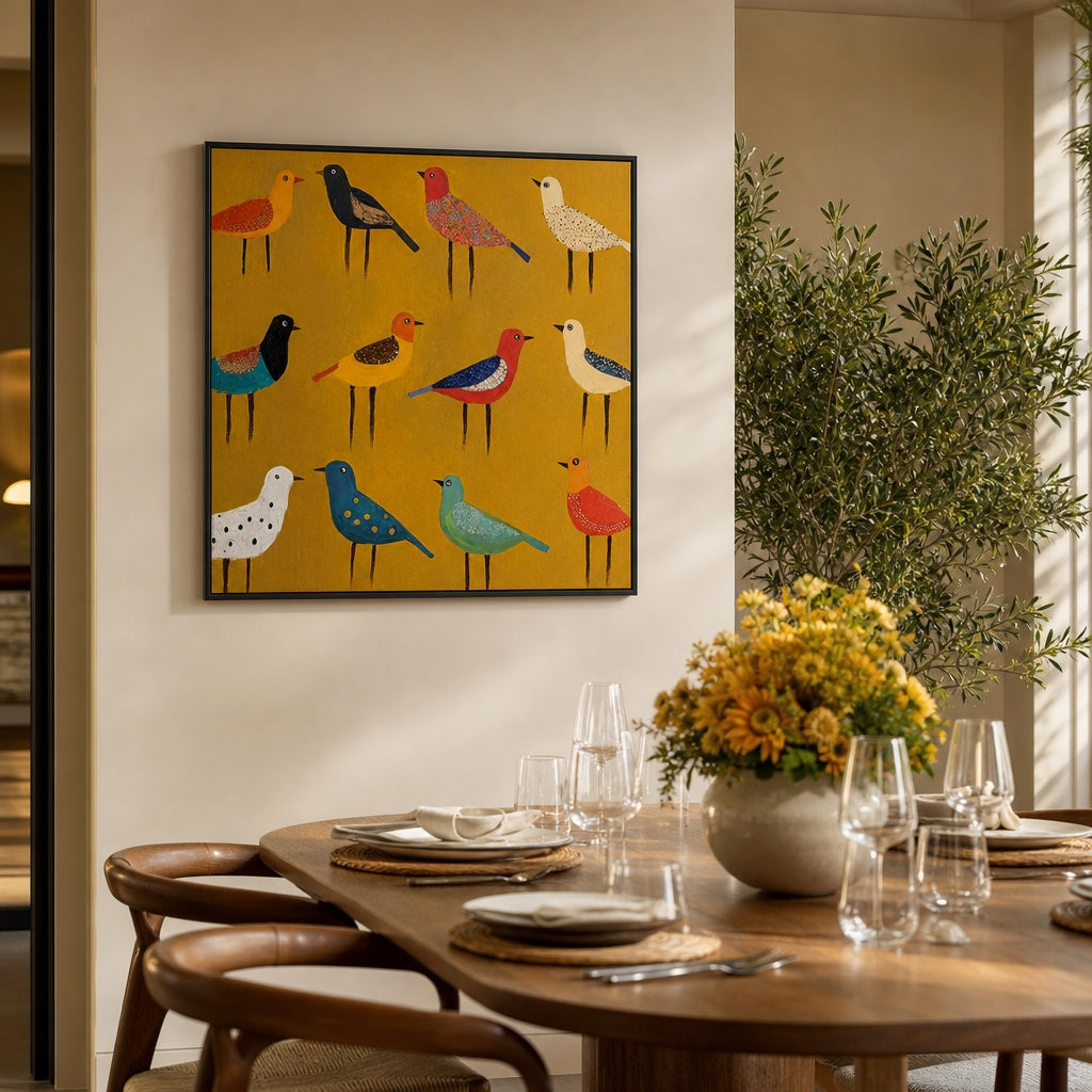 Colorful Bird Garden Painting