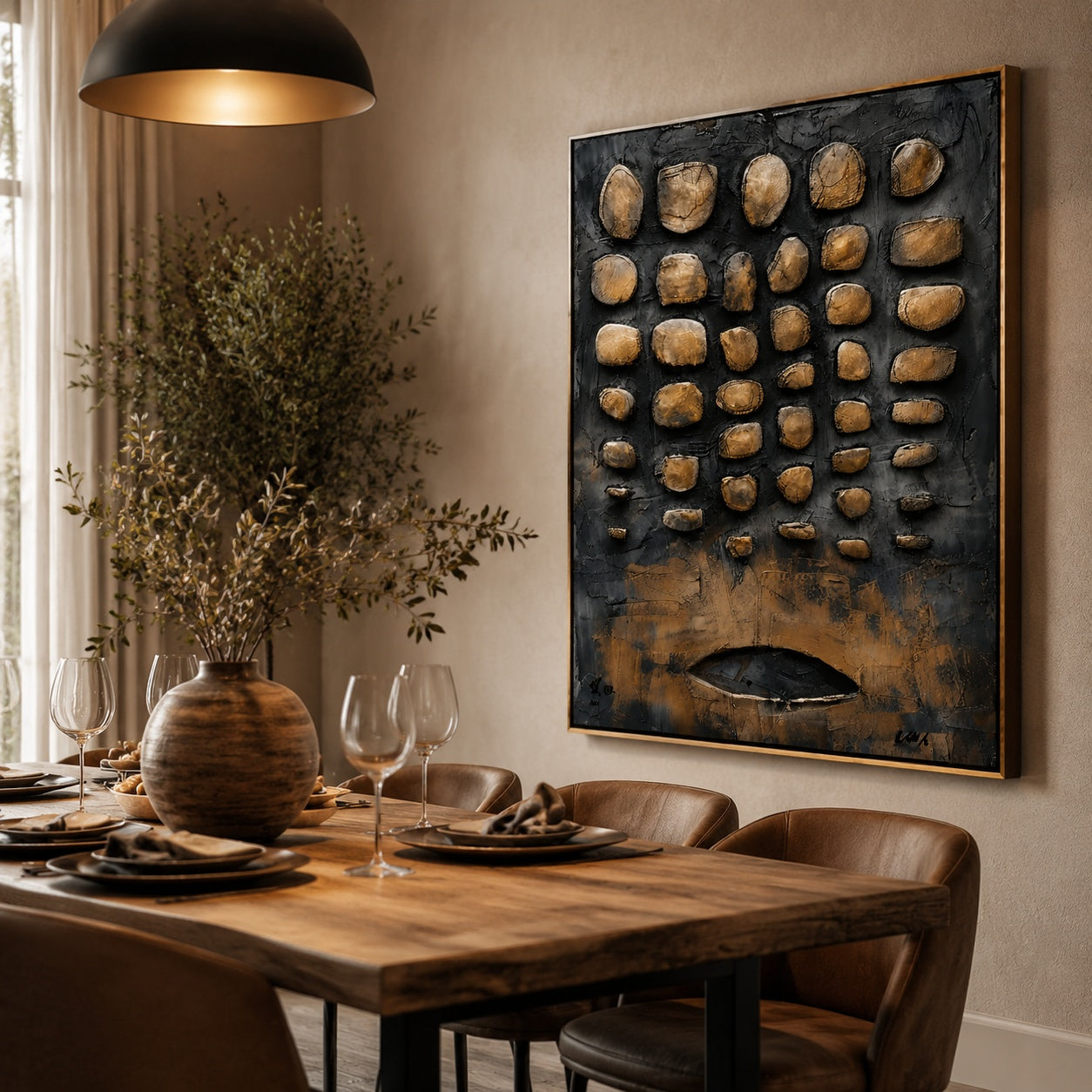 Stone Vessel – Brown and Black Textured Abstract Painting
