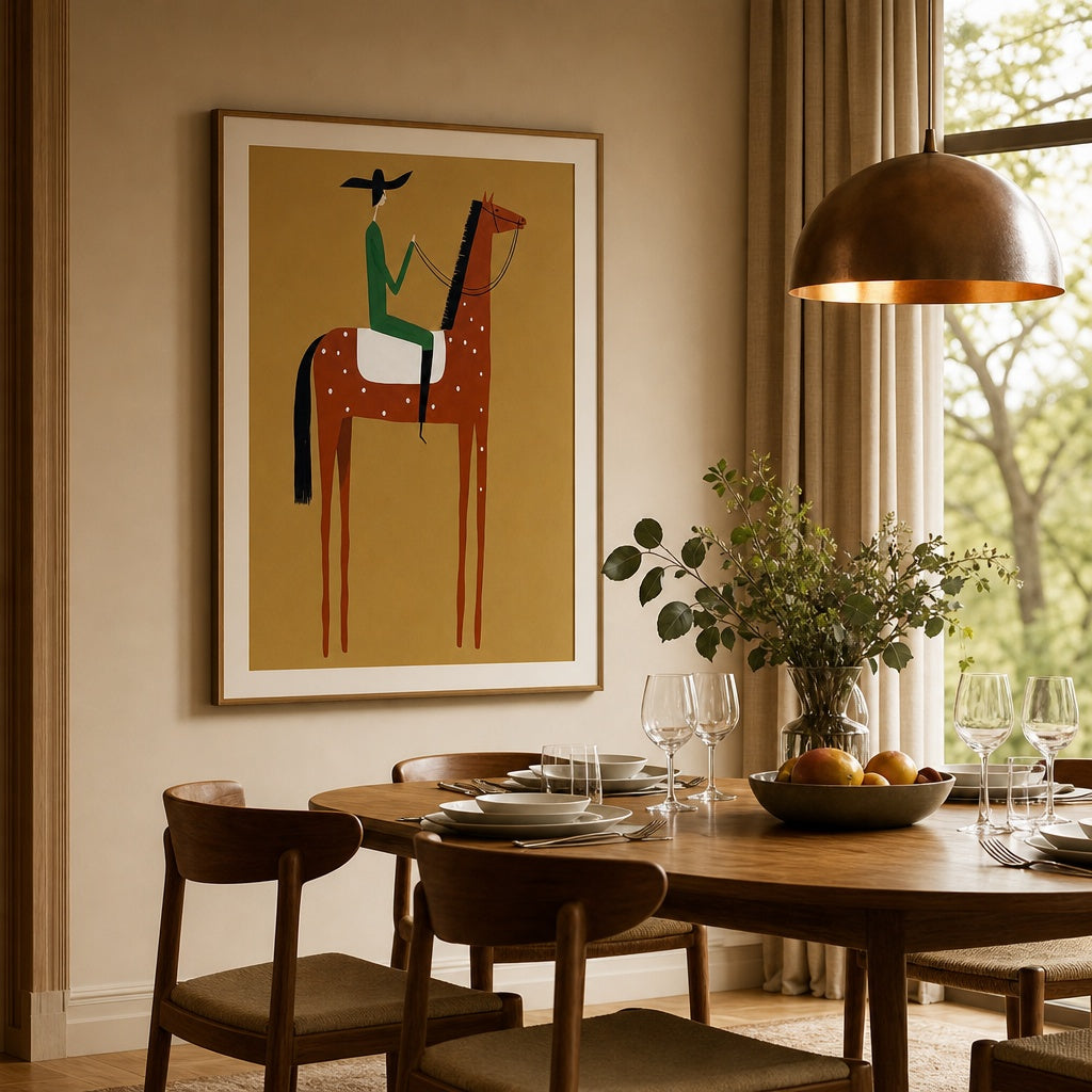 Minimalist Western Horse Rider Painting