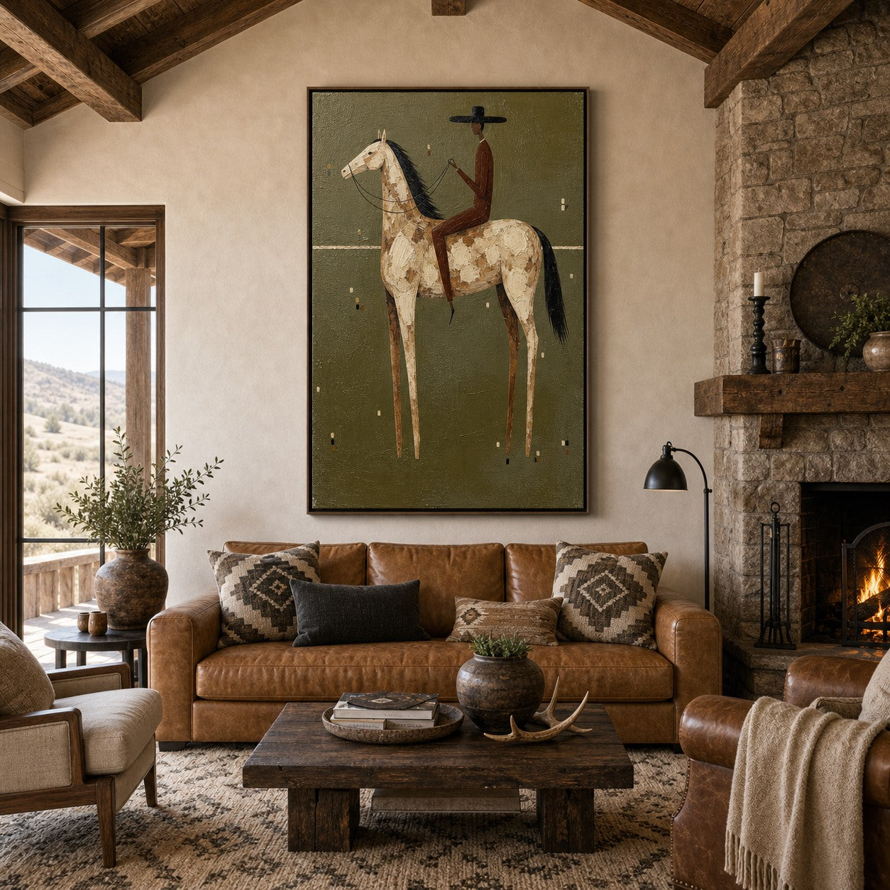 Sage Rider - Hand-Painted Western Horse Wall Art