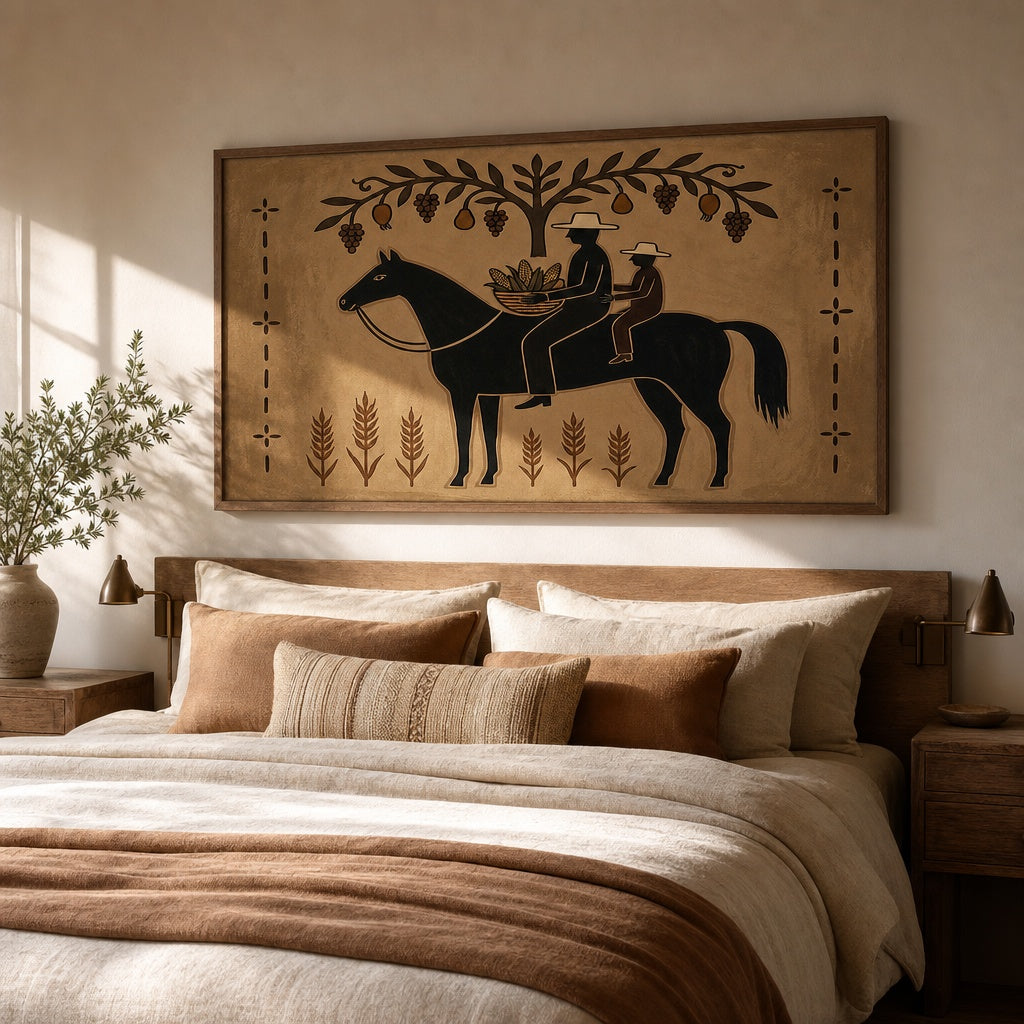 Vintage Horse Rider Farmhouse Painting