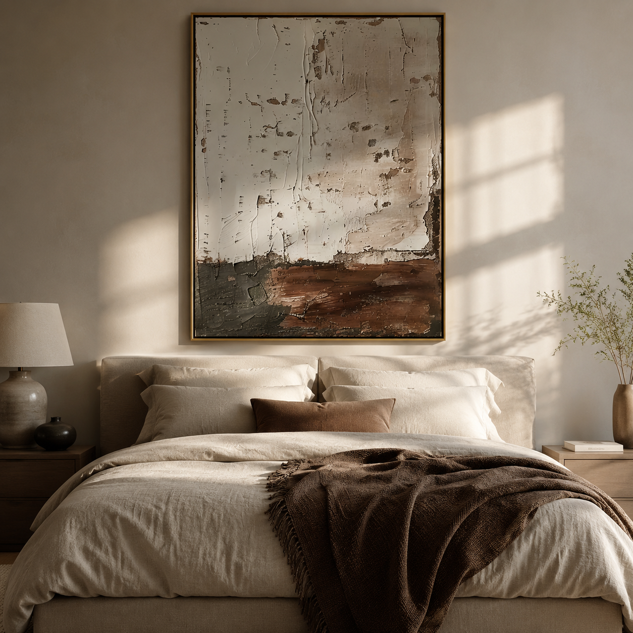 Earthbound Layers – Neutral Brown and Beige Abstract Textured Painting