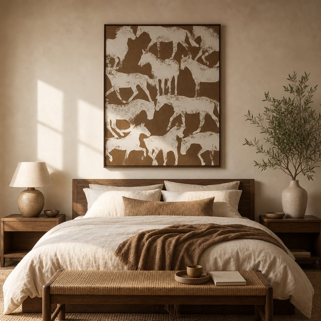 White Horse Silhouette Bohemian Painting