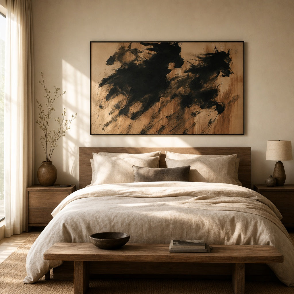 Black Abstract Horse Texture Painting