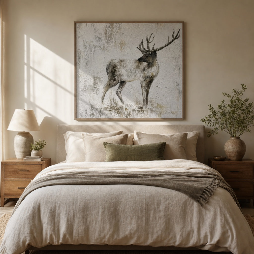 Minimalist Deer Wildlife Texture Painting