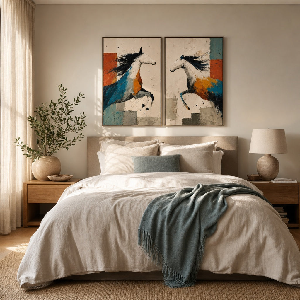 Colorful Horse Duo Abstract Painting