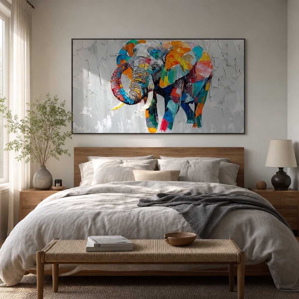 Colorful Elephant Textured Animal Painting