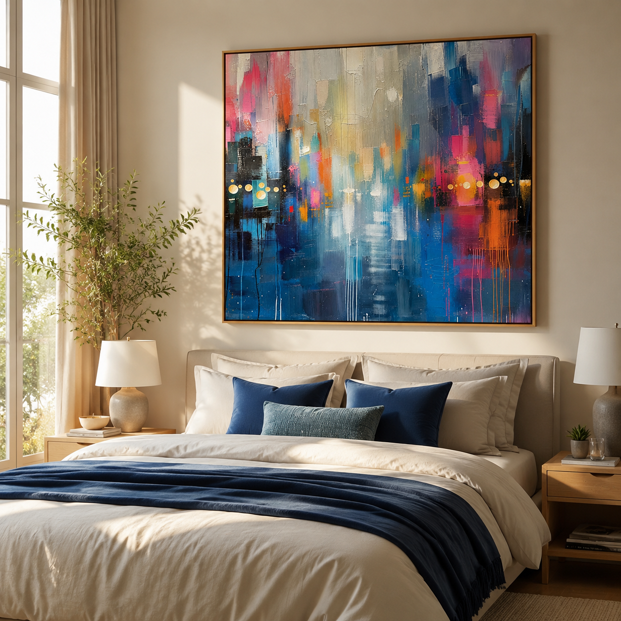 Vibrant City Lights – Colorful Abstract Cityscape Painting