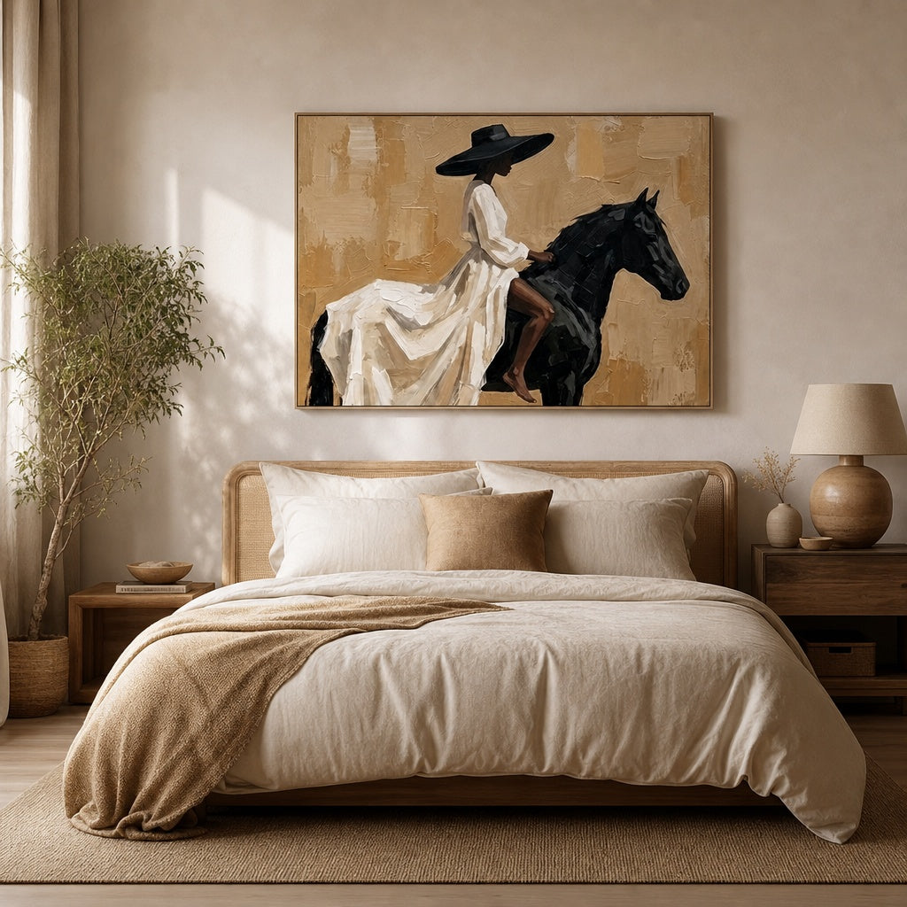 Black Horse Rider Bohemian Painting
