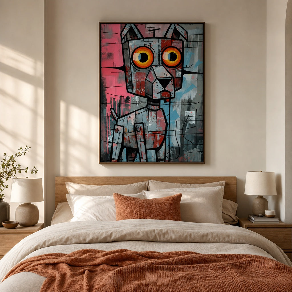 Abstract Robot Cat Portrait