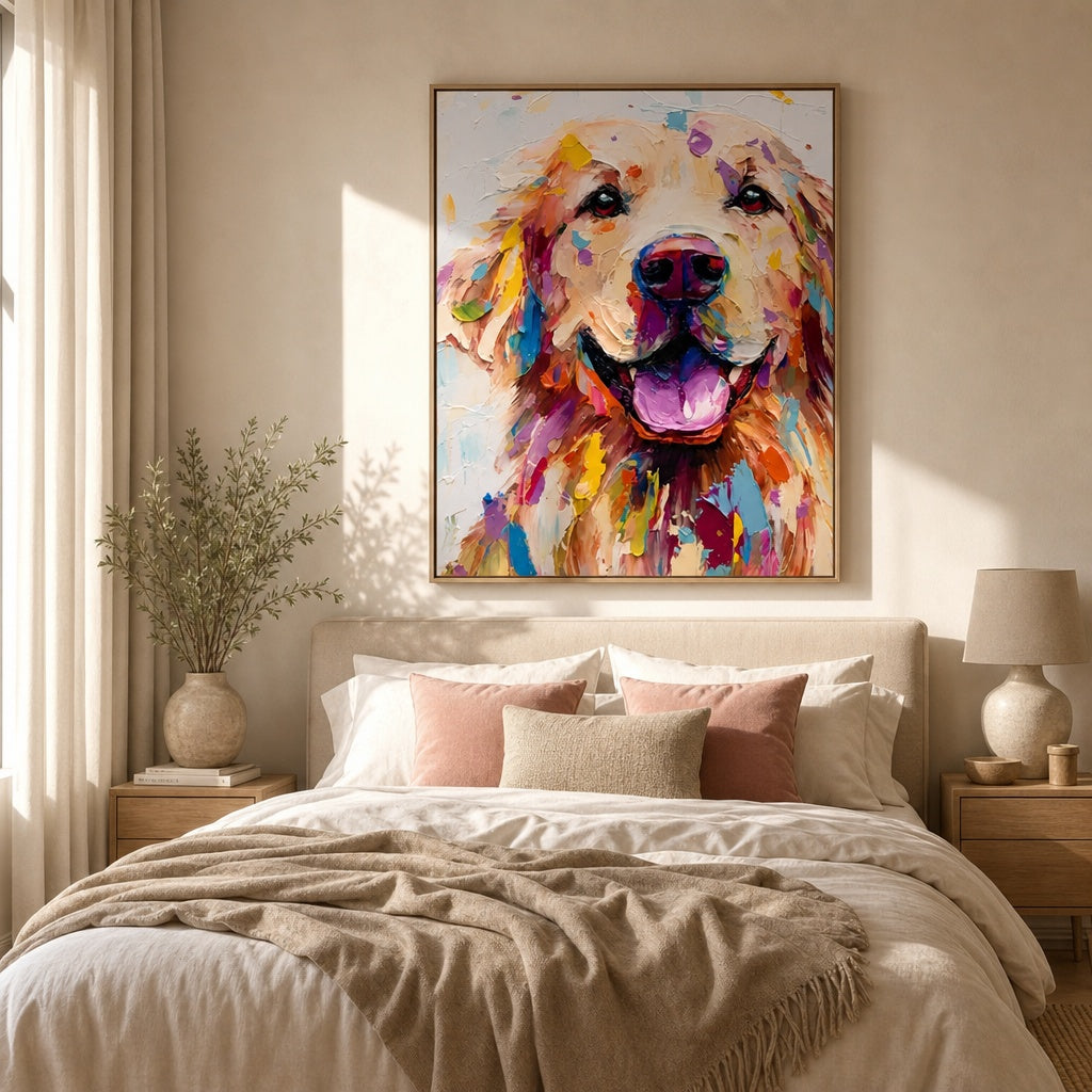 Colorful Golden Retriever Portrait Painting