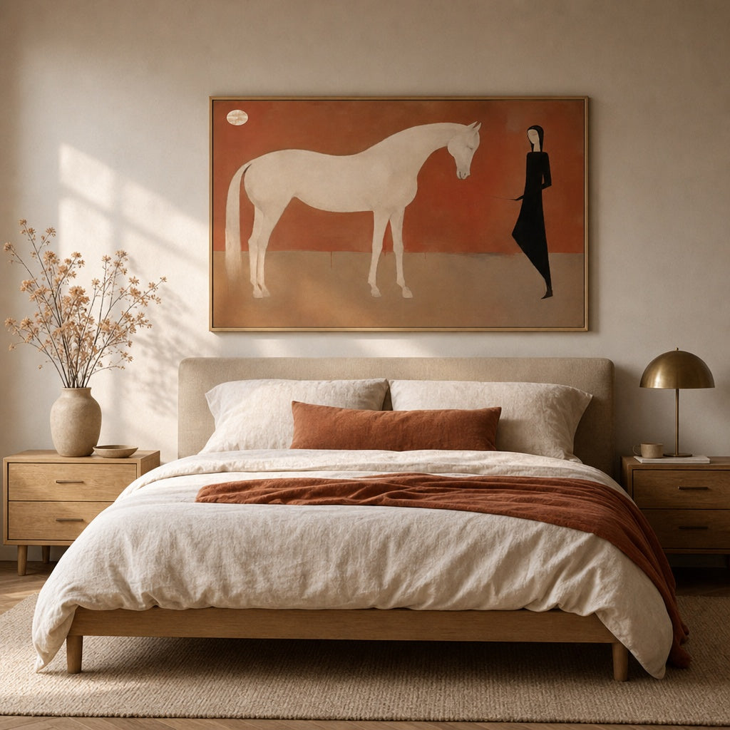 White Horse Minimalist Abstract Painting