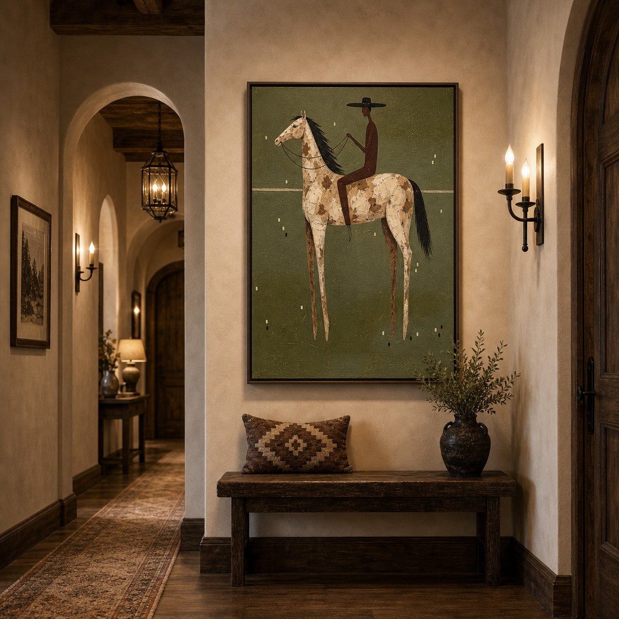 Sage Rider - Hand-Painted Western Horse Wall Art