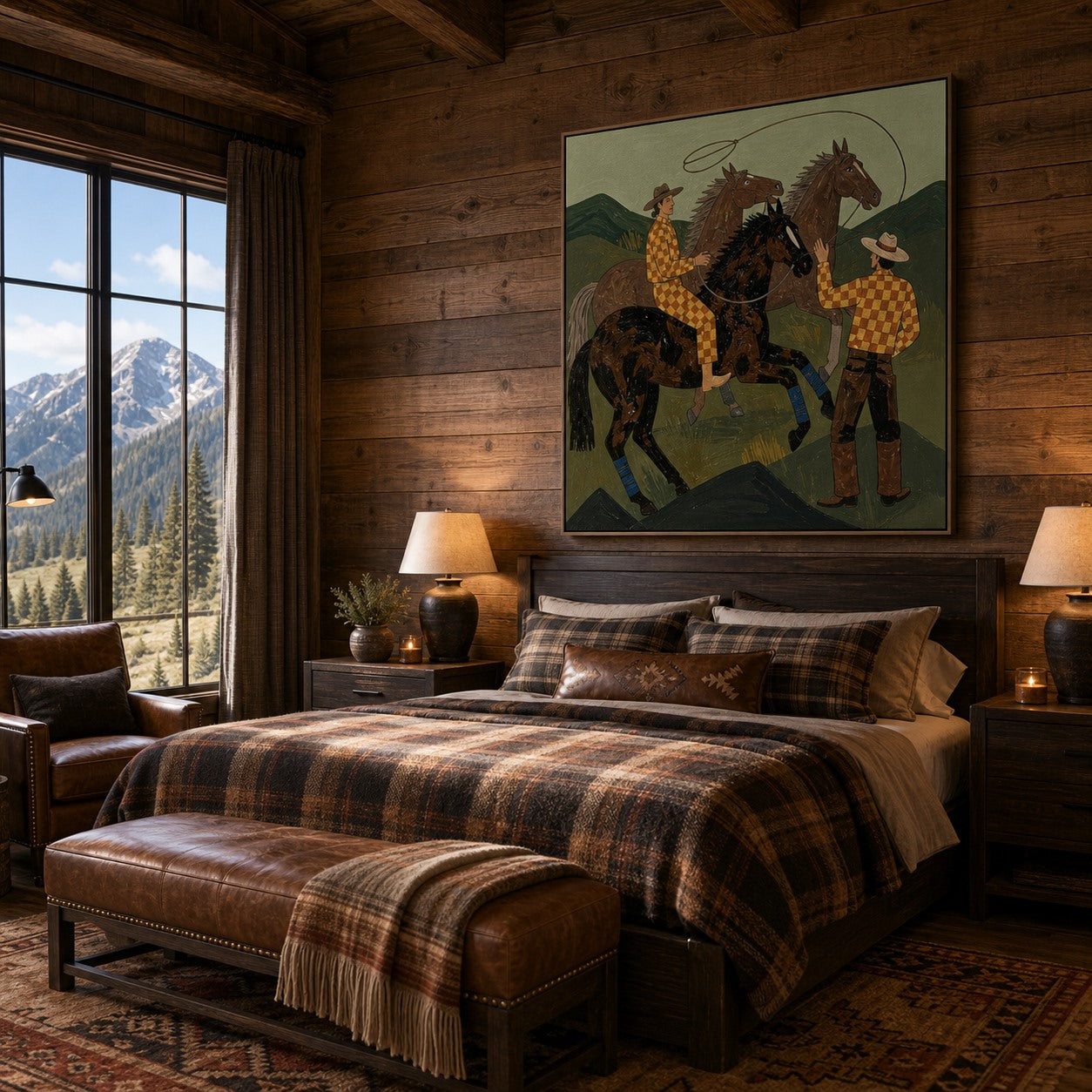 Ranch Roundup - Hand-Painted Western Horse Wall Art