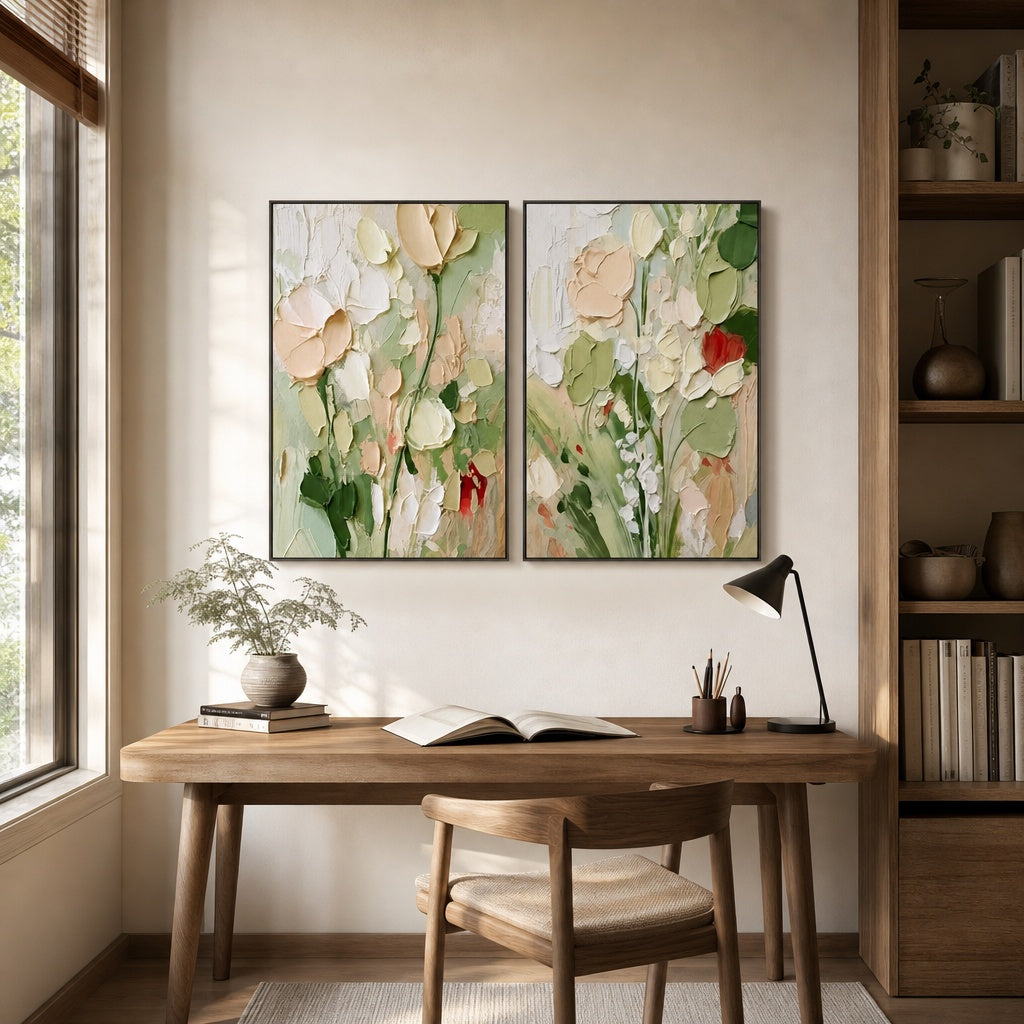 Pastel Garden Diptych