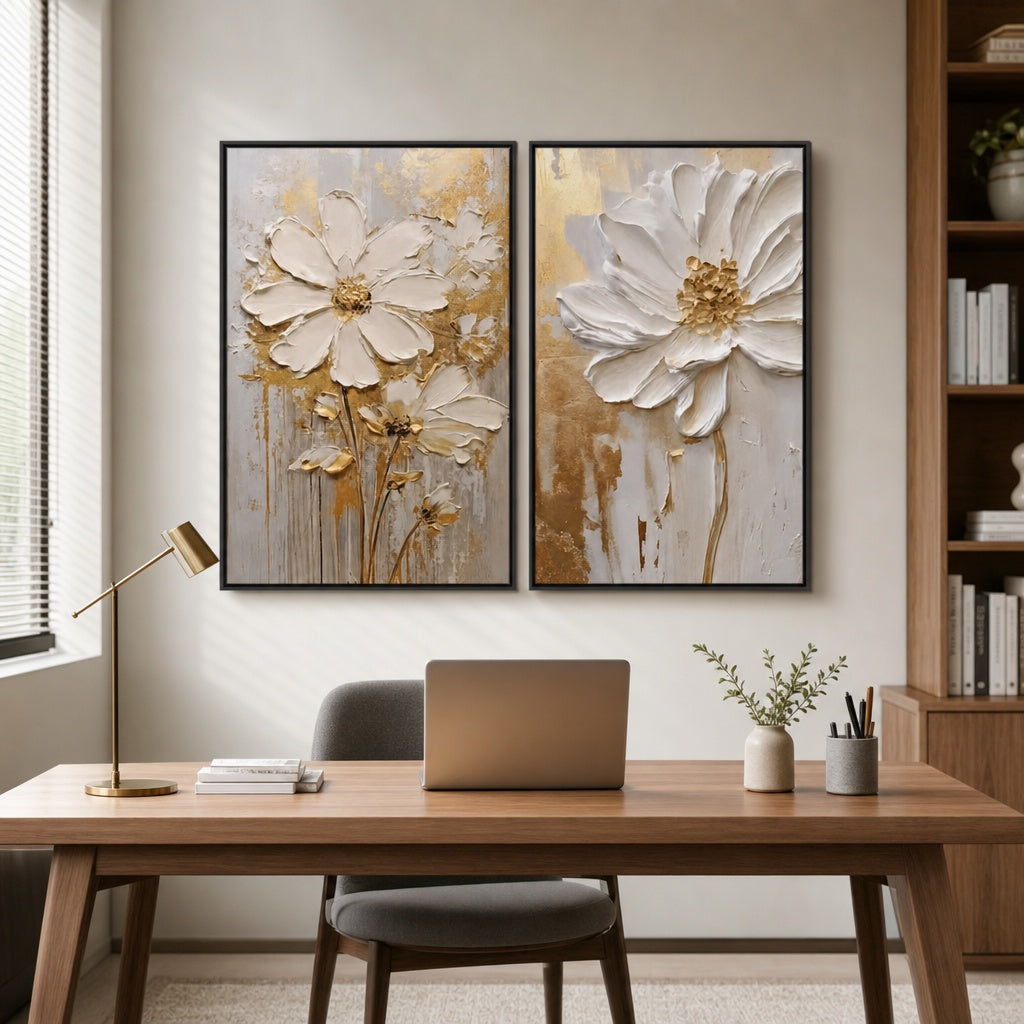 Golden Daisy Diptych