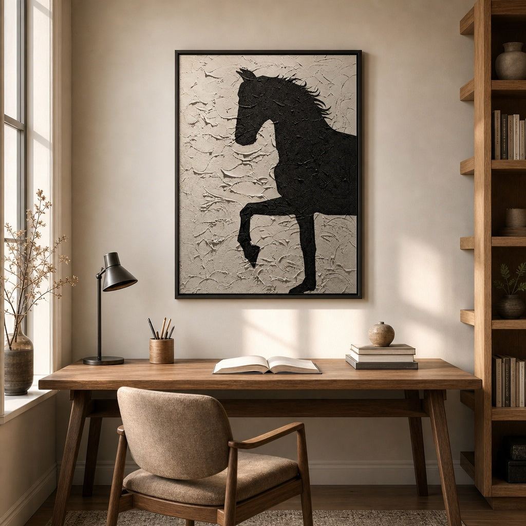 Black Horse Relief Texture Painting