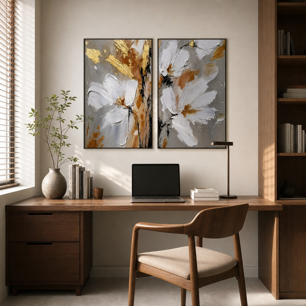 Golden Petal Diptych