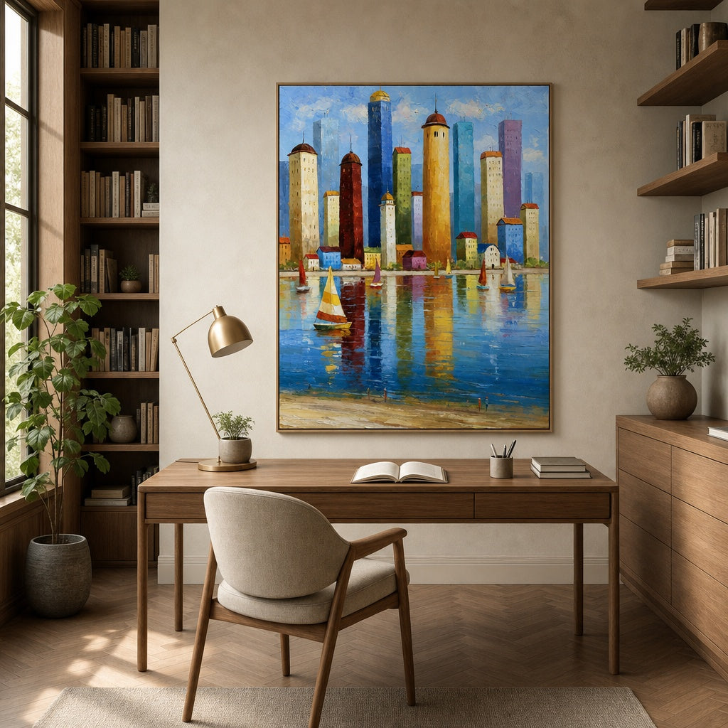 Colorful Waterfront Cityscape
