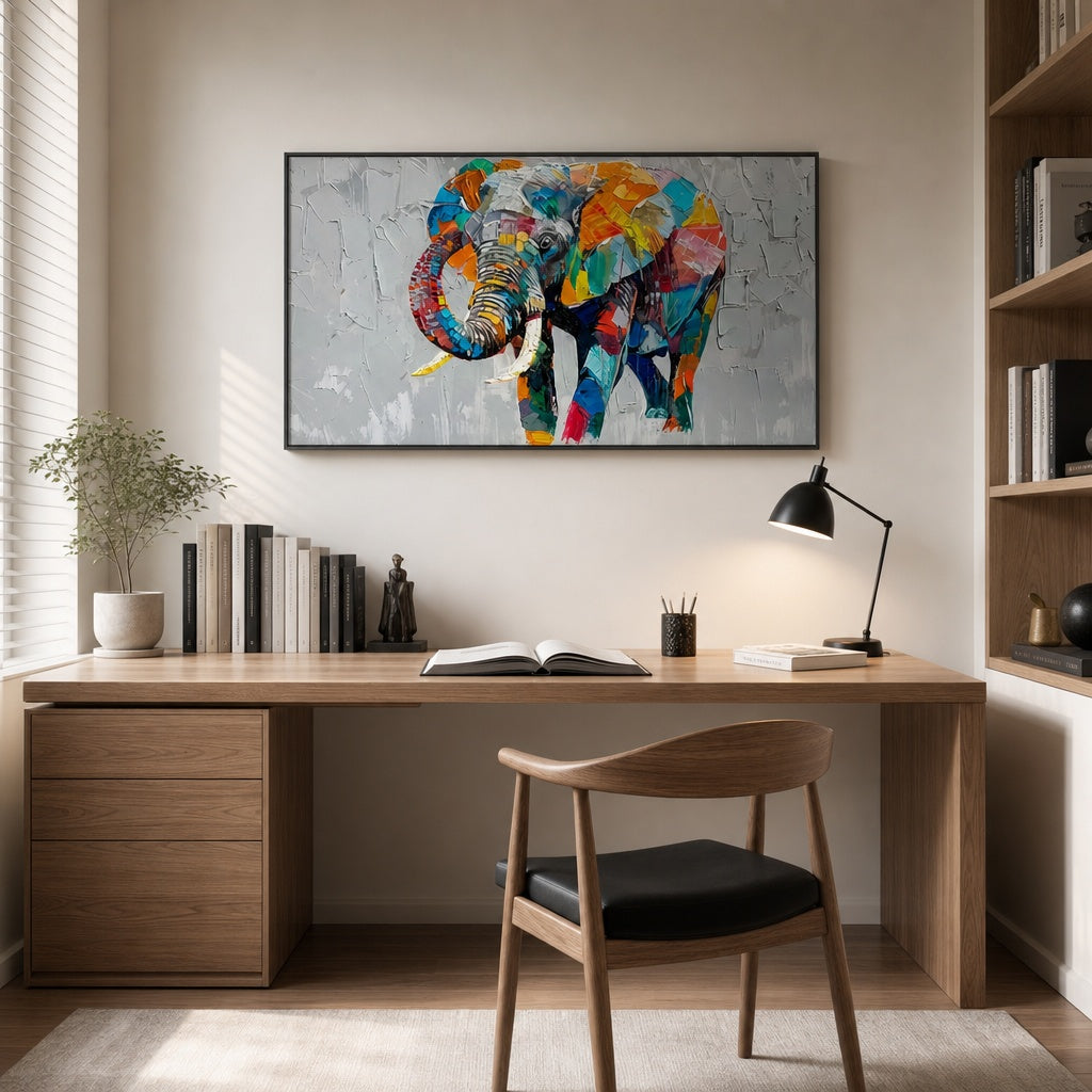 Colorful Elephant Textured Animal Painting