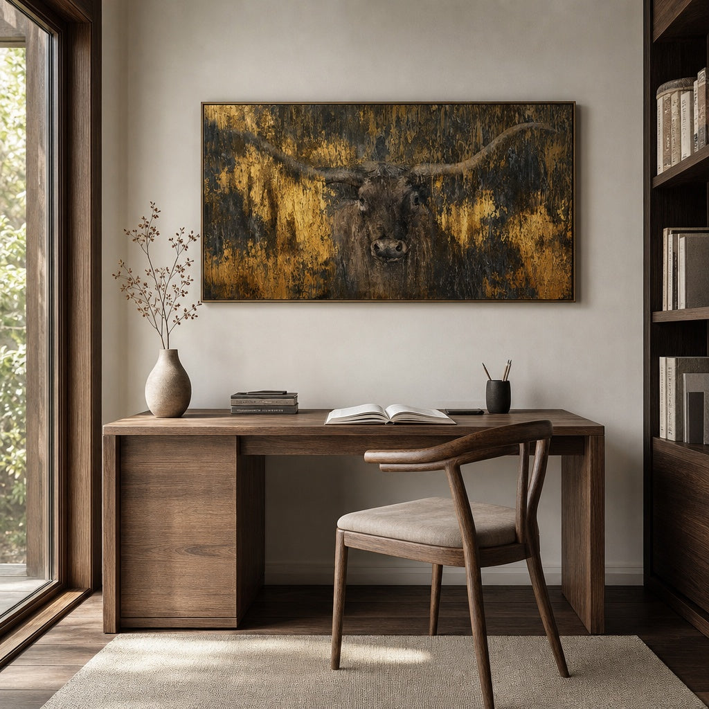 Golden Bull Textured Wildlife Painting