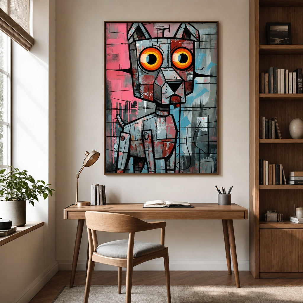 Abstract Robot Cat Portrait