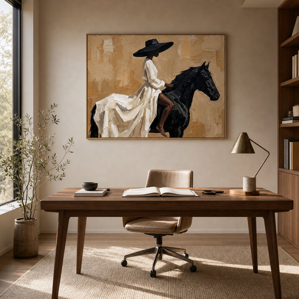 Black Horse Rider Bohemian Painting