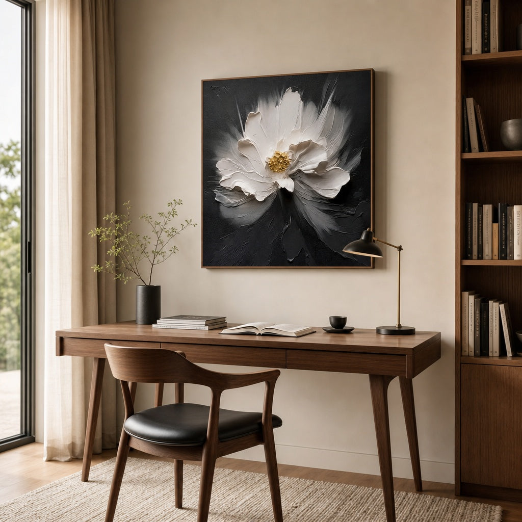 White Magnolia on Charcoal