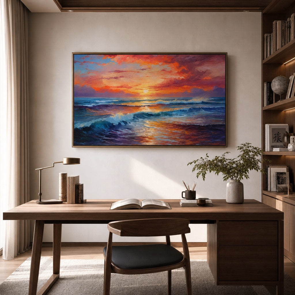 Crimson Sunset Waves