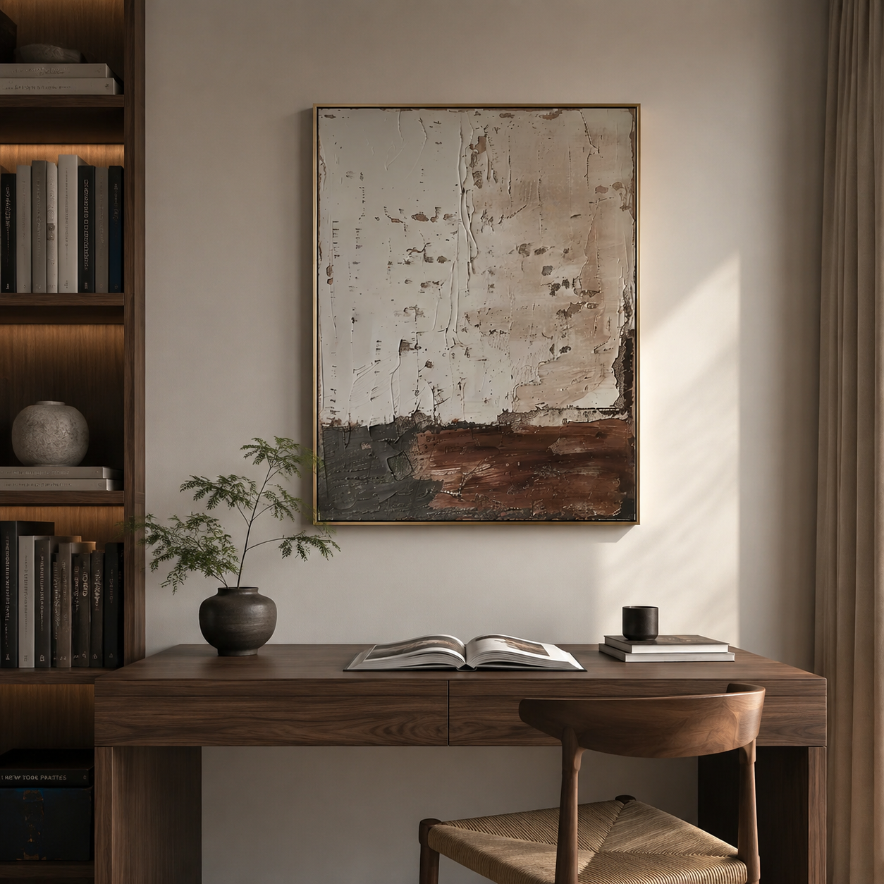 Earthbound Layers – Neutral Brown and Beige Abstract Textured Painting